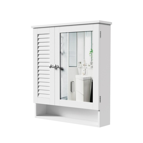 Meuble de salle de bains avec miroir en bois MDF laqué 60x15xH68 cm Bakira Promotion