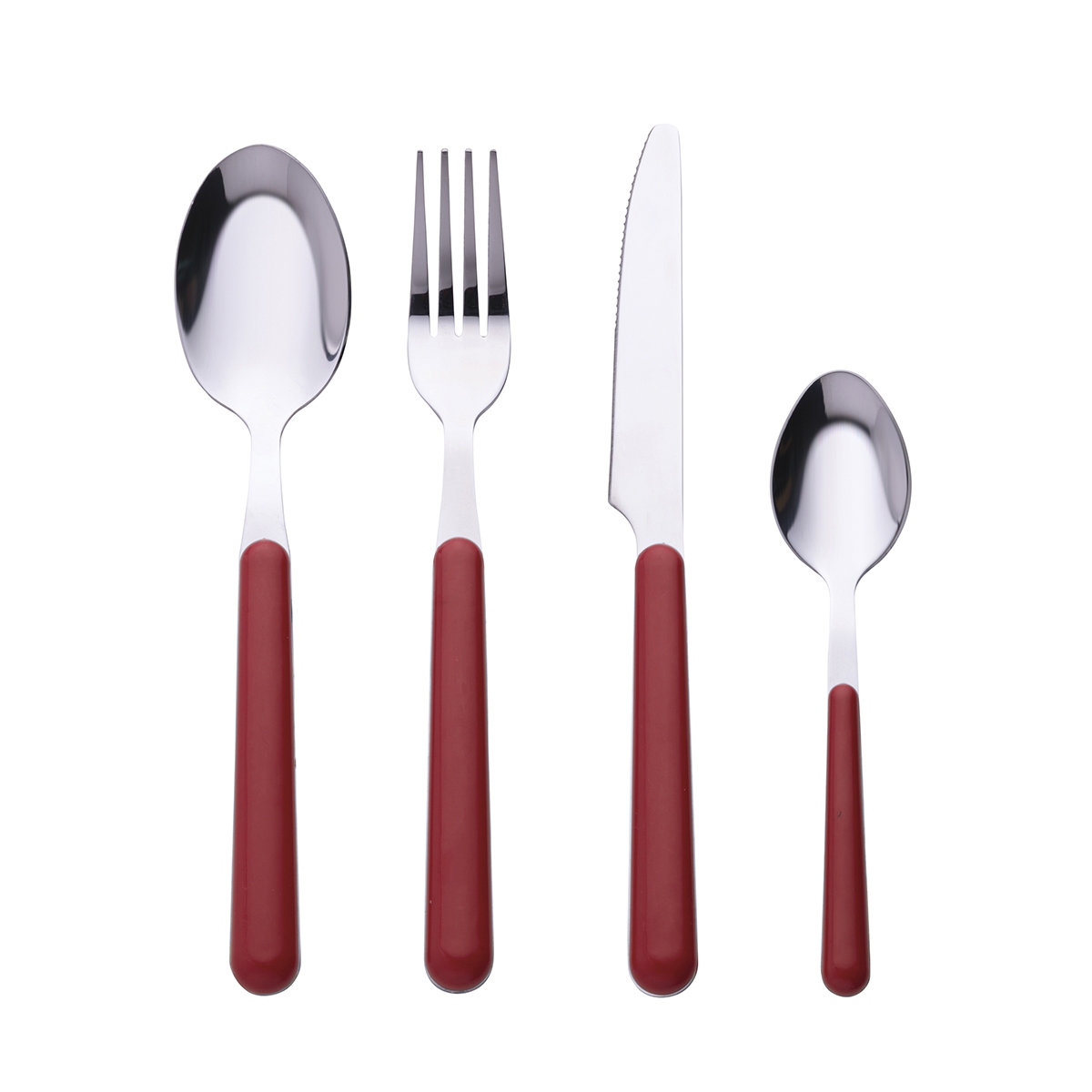 Set de 24 couverts en acier inoxydable avec manche rouge Movida Promotion Set de 24 couverts en acier inoxydable avec manche rouge Movida Promotion