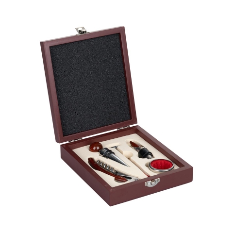 Coffret en bois avec set de 5 accessoires pour vin Cesta Promotion
