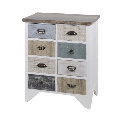 Shabby-Chic-Kommode aus Holz mit 8 Schubladen 65x37x81cm Sardinia Aktion