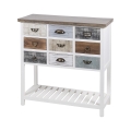 Console en bois shabby chic 9 tiroirs 80x32,5x82 cm Sardinia Promotion