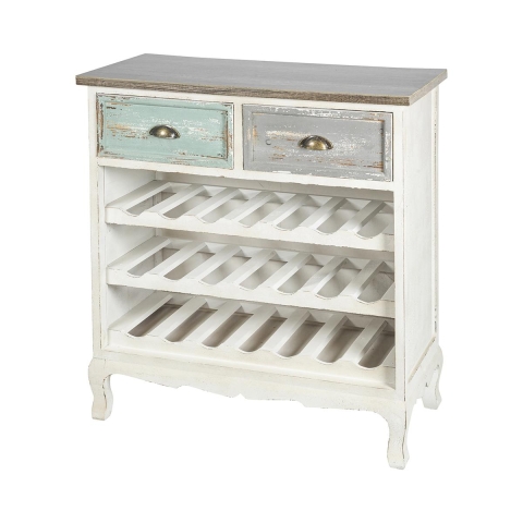 Cave à vin style shabby chic en bois pour 21 bouteilles Cortez Promotion