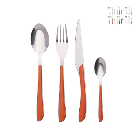 Set 24-teilige Edelstahl-Besteck mit farbigem Griff Louvre Aktion