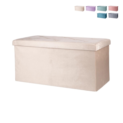Banc de rangement polyvalent effet velours 76x37,5x38cm Makino Promotion