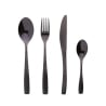 Set 16 posate acciaio inox nero lucido impugnatura martellata Harlem Promozione