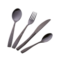Ensemble 16 couverts en acier inoxydable noir brillant manche martelé Harlem Offre