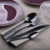 Ensemble 16 couverts en acier inoxydable noir brillant manche martelé Harlem Vente