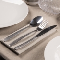 Set aus 24 Edelstahl-Besteckteilen mit gehämmerter Griffoptik Harlem Verkauf