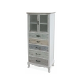 Shabby Chic Vitrine Valencia mit 2 Glastüren und 5 Schubladen Aktion