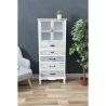 Shabby Chic Vitrine Valencia mit 2 Glastüren und 5 Schubladen Rabatte