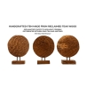 Dekorative, handgefertigte ethnische Holzskulptur aus Teak, Coin Lagerbestand
