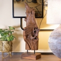 Sculpture décorative ethnique en bois de teck fait main Akar Vente