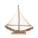 Sculpture bateau à voile en bois avec filet en tissu 45x45x7cm Enok Réductions