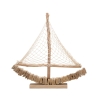Sculpture bateau à voile en bois avec filet en tissu 45x45x7cm Enok Réductions