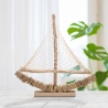 Sculpture bateau à voile en bois avec filet en tissu 45x45x7cm Enok Vente