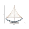 Sculpture bateau à voile en bois avec filet en tissu 45x45x7cm Enok 