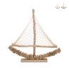 Scultura barca a vela in legno con rete in tessuto 45x45x7cm Enok Promozione