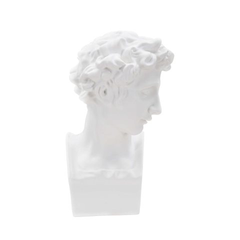 Statuette sculpture décorative en résine blanche visage masculin Enea Promotion