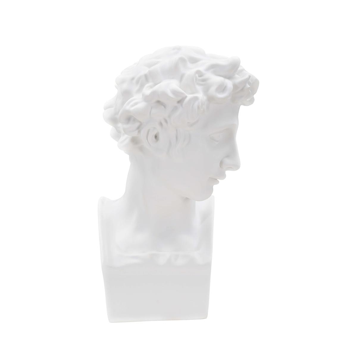 Statuette sculpture décorative en résine blanche visage masculin Enea Promotion