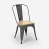 sedie stile industriali design cucina bar steel wood top light 