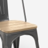 sedie stile industriali design cucina bar steel wood top light 