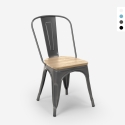 chaise cuisine industrielle design style steel wood top light 