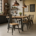 sedie stile industriali design cucina bar steel wood top light 