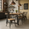 sedie stile industriali design cucina bar steel wood top light 