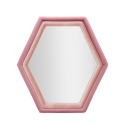 Miroir hexagonal mural moderne avec cadre en velours rose Tony Promotion