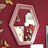 Miroir hexagonal mural moderne avec cadre en velours rose Tony Vente