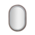 Miroir ovale mural avec cadre en velours gris 90x60x4cm Antony Promotion