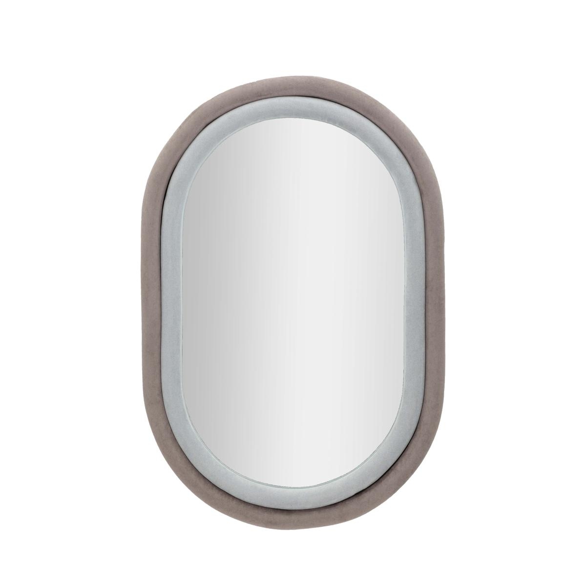 Miroir ovale mural avec cadre en velours gris 90x60x4cm Antony Promotion Miroir ovale mural avec cadre en velours gris 90x60x4cm Antony Promotion