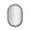Miroir ovale mural avec cadre en velours gris 90x60x4cm Antony Promotion