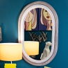 Miroir ovale mural avec cadre en velours gris 90x60x4cm Antony Vente
