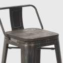 sgabello industriale vintage schienale top legno h78cm brush top 