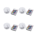 Set 4 faretti LED waterproof telecomando Ø6,9x2,8 cm Virel Promozione
