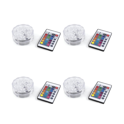 Set 4 faretti LED waterproof telecomando Ø6,9x2,8 cm Virel Promozione
