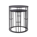 Ensemble de 2 tables basses rondes empilables en fer forgé noir Daram Remises