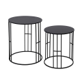 Ensemble de 2 tables basses rondes empilables en fer forgé noir Daram Promotion