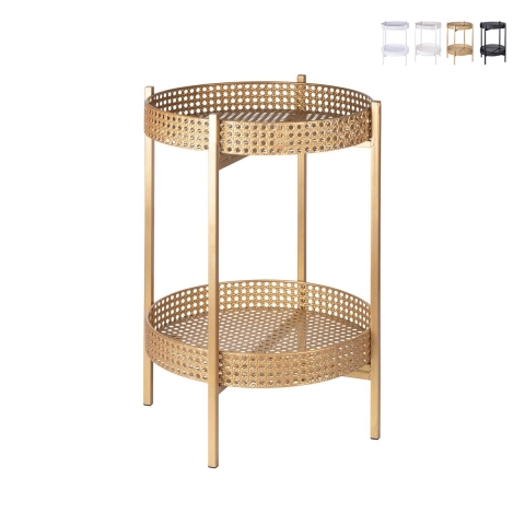 Table pliante en fer à 2 étagères cannage de Vienne Murea Promotion