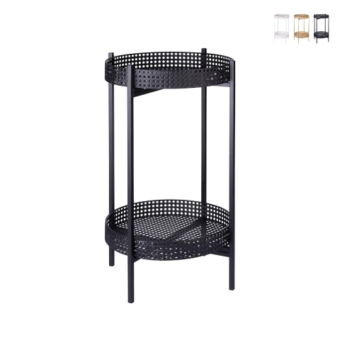 Table pliante en fer avec 2 étagères en cannage de Vienne Zinek Promotion