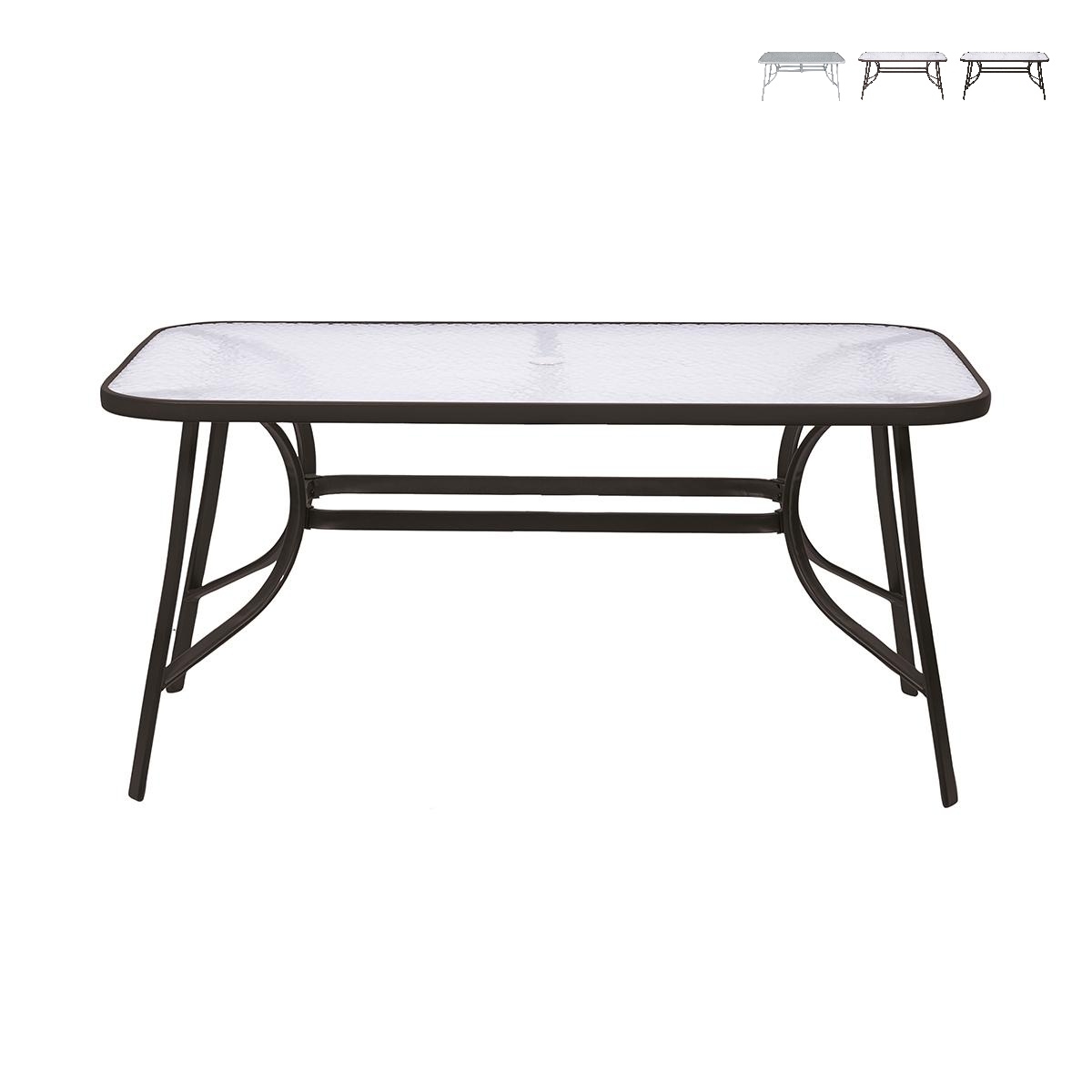 Tavolo da esterno rettangolare 90x150cm con piano in vetro Oshra Promozione Tavolo da esterno rettangolare 90x150cm con piano in vetro Oshra Promozione