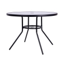 Tavolo rotondo da esterno 100cm con piano in vetro bianco Lorea Stock