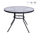 Tavolo rotondo da esterno 100cm con piano in vetro bianco Lorea Promozione