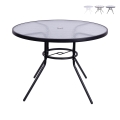 Tavolo rotondo da esterno 100cm con piano in vetro bianco Lorea Promozione