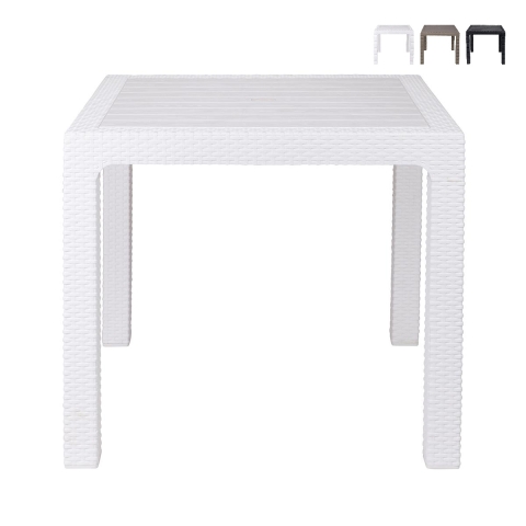 Quadratischer Gartentisch aus Kunststoff in Rattan-Optik 80x80 cm Varnu Aktion
