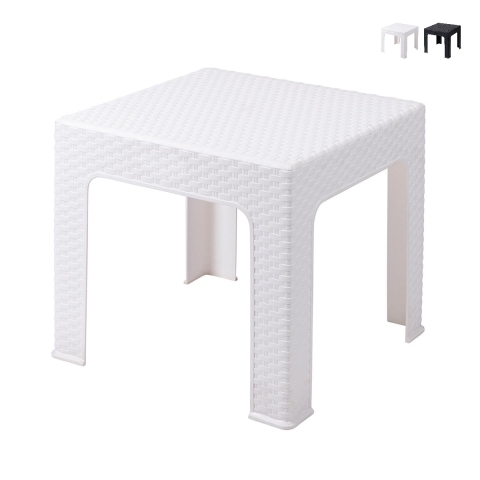 Table basse d'extérieur 43x43 cm en plastique effet rotin Zhorek Promotion