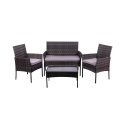 Salon de jardin en rotin canapé 2 fauteuils table plateau en verre Rodi Promotion