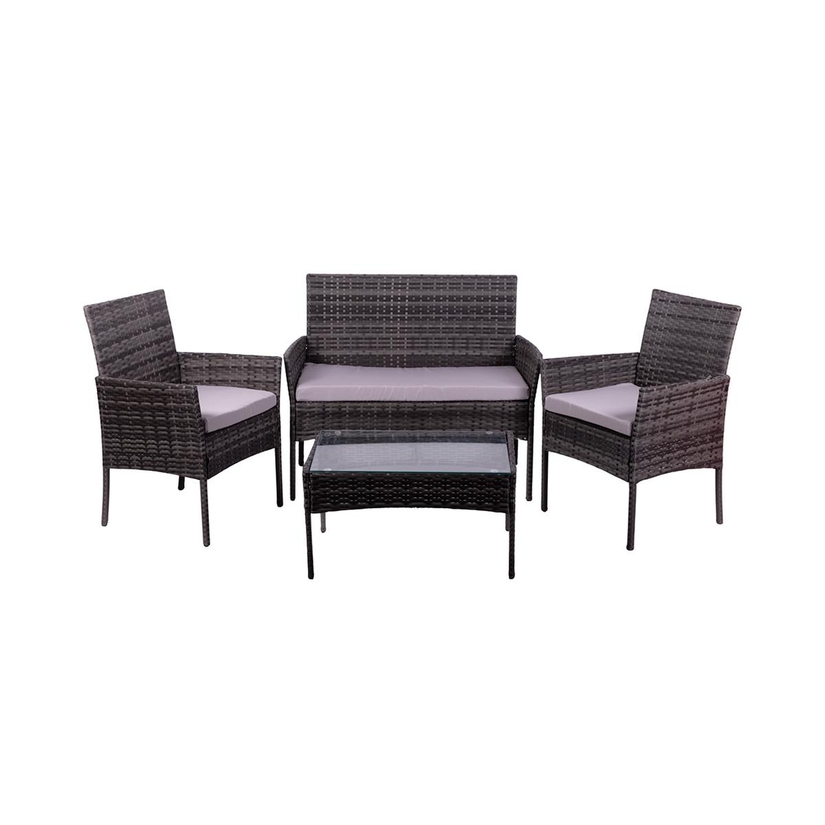 Salotto da giardino in rattan divano 2 poltrone tavolino piano vetro Rodi Promozione Salotto da giardino in rattan divano 2 poltrone tavolino piano vetro Rodi Promozione