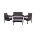 Salon de jardin en rotin canapé 2 fauteuils table plateau en verre Rodi Promotion